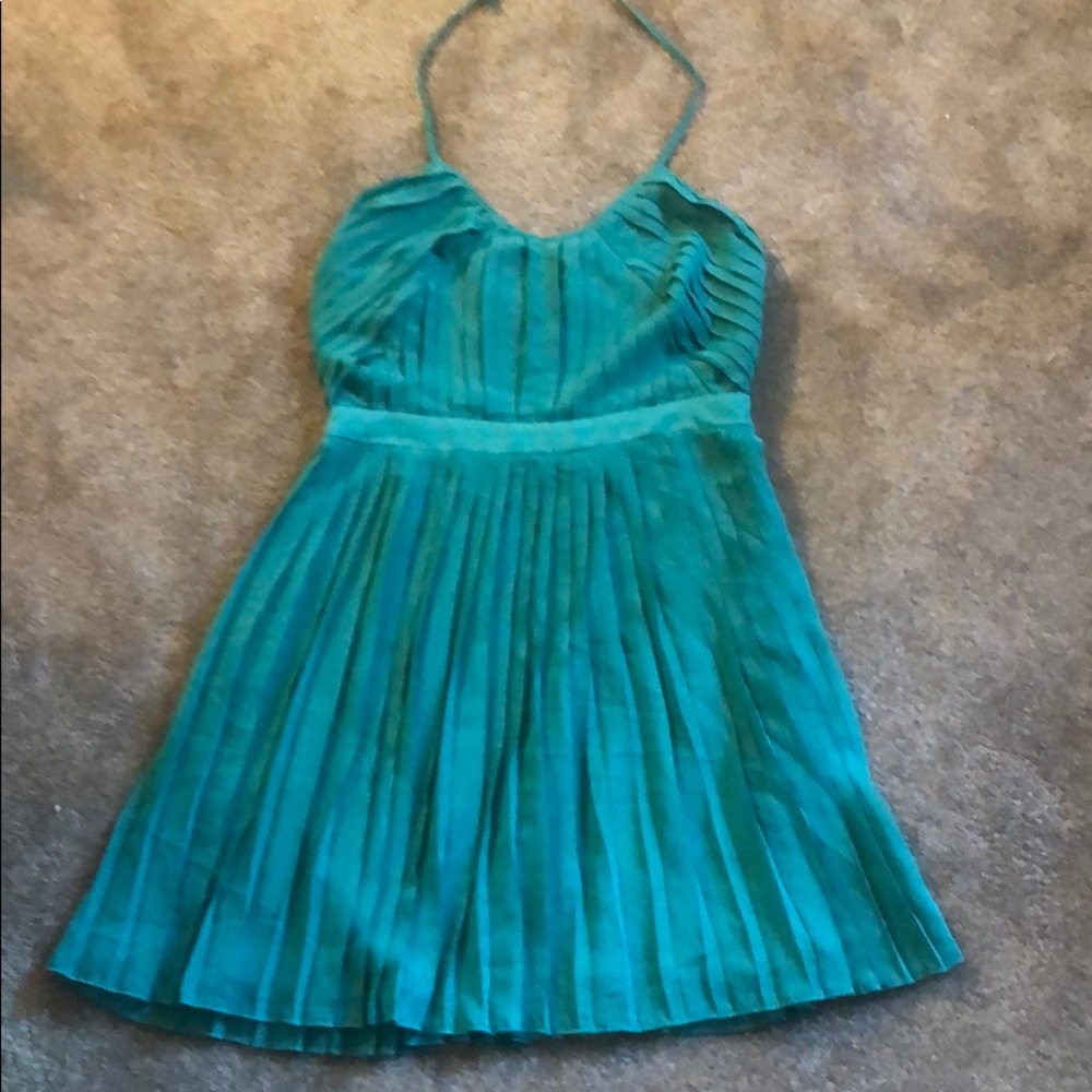 Beautiful green pleated halter dress